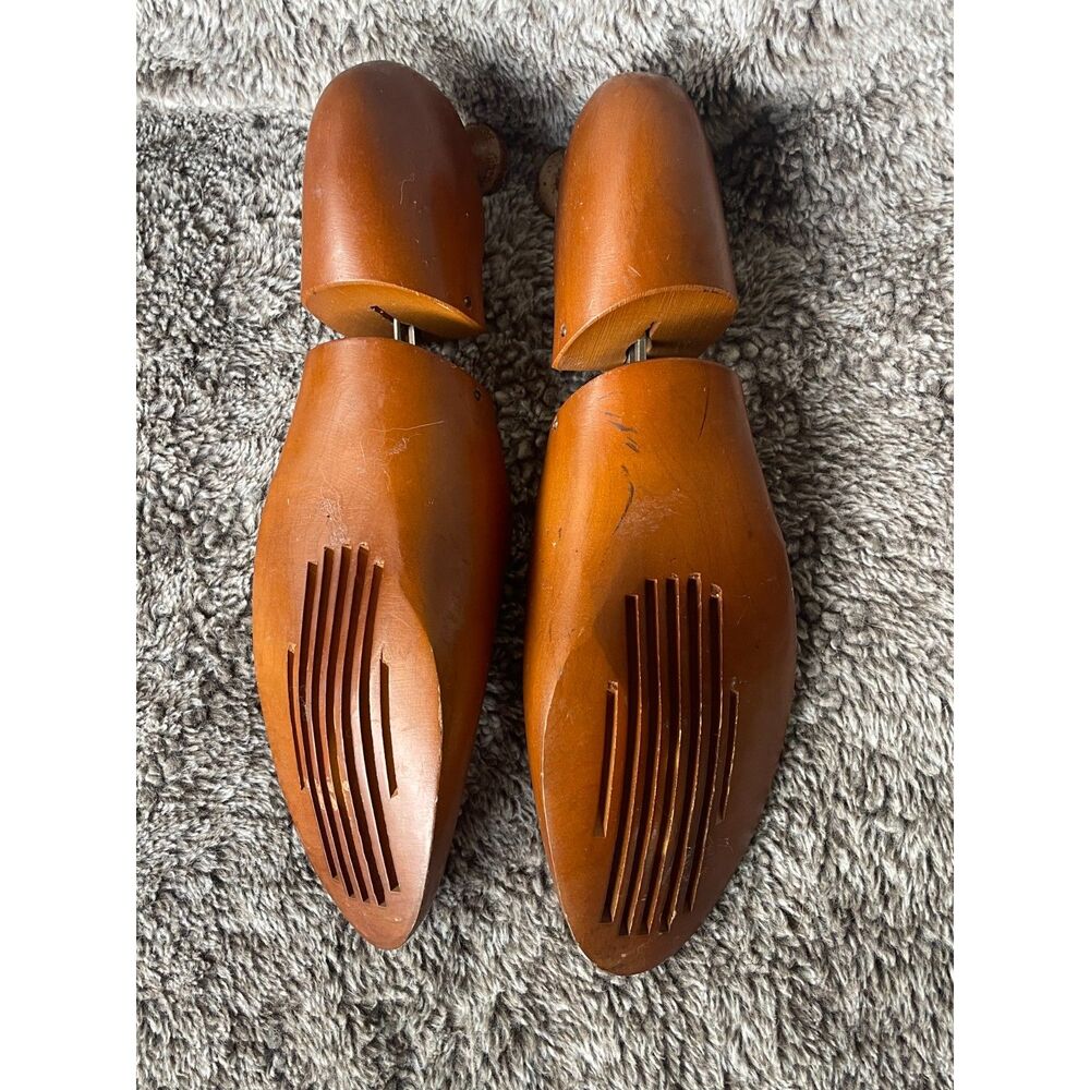 Vintage The Florsheim Shoe Adjustable Wooden Shoe Trees Mens Sz 11 Marked 3 Pair - Picture 7 of 7